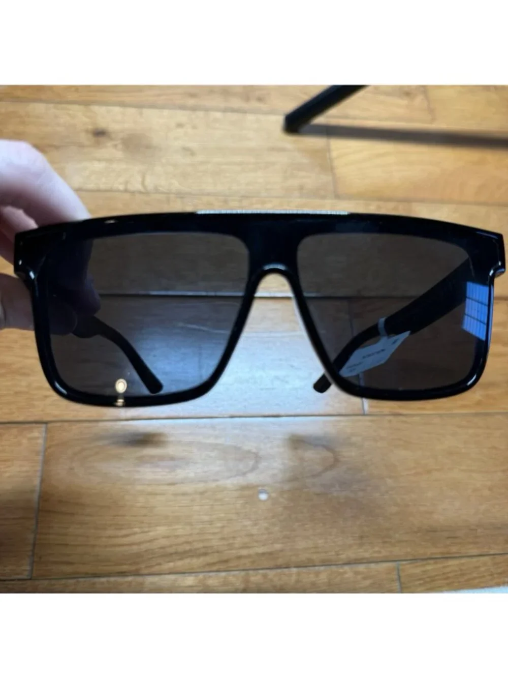 AIRE Black Shield Sunglasses Oversized Square Visor Trendy Street Style UV